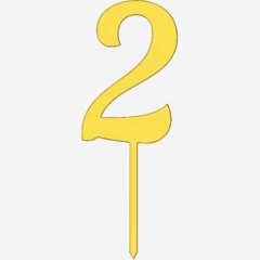 Топпер декоративный акриловый "Цифра 2 на палочке" Золото 6,5 см ТСК43.2, 235 ₽ Топпер декоративный акриловый "Цифра 2 на палочке" Золото 6,5 см ТСК43.2