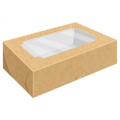 Коробка для зефира с окном Крафт 25х15х7 см