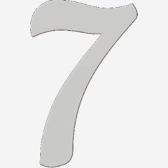 Топпер декоративный акриловый "Цифра 7 боковая" Серебро 5 см ТСК361.7