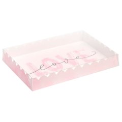 Коробка для сладостей с прозрачной крышкой "Love" 22х15х3 см