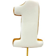 Пряник-цифра "1" с белой глазурью 