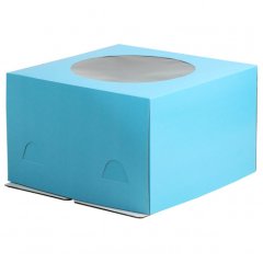 Коробка для торта с окном Голубая 30х30х19 см 4582358