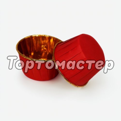 Капсула бумажная с подворотом Золото/Красный D50 H40 1 шт 