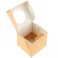 Коробка на 1 капкейк с окошком Крафт/Белая ECO MUF 1, OSQ MUF 1