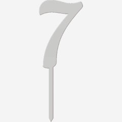 Топпер декоративный акриловый "Цифра 7 на палочке" Серебро 5 см ТСК46.7