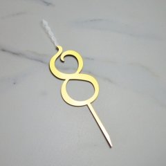 Свеча-топпер декоративная акриловая Цифра "8" Золото 