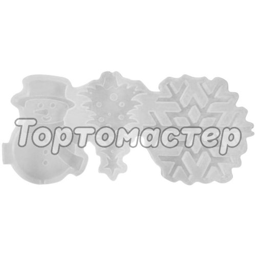 Молд силиконовый Ёлочка, снежинка, снеговик НФ-00003420