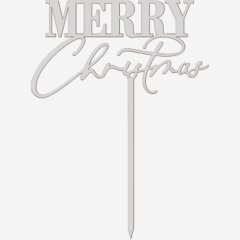 Топпер декоративный акриловый "Merry Christmas" Серебро 9х12 см ТСК397