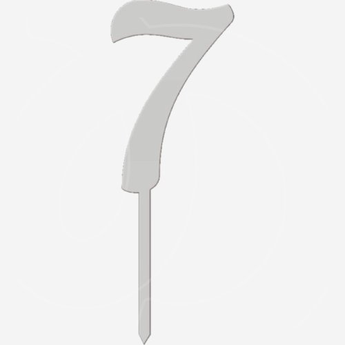 Топпер декоративный акриловый "Цифра 7 на палочке" Серебро 5 см ТСК46.7