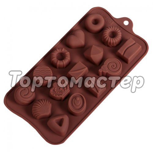 Форма силиконовая для шоколада Ассорти 15 шт