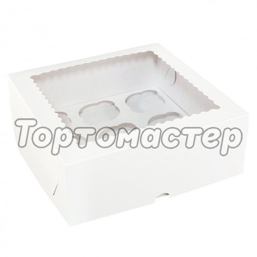 Коробка на 9 капкейков Белая с фигурным окном