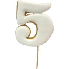 Пряник-цифра "5" с белой глазурью 