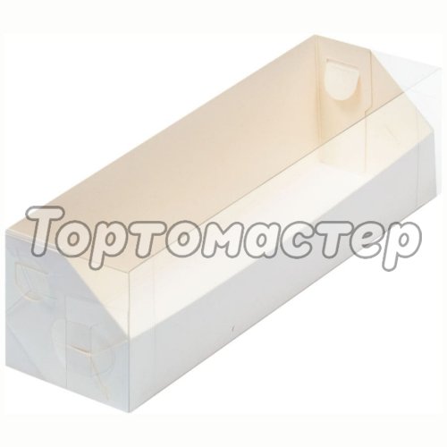 Коробка для 6 макарон с прозрачной крышкой белая 19x5,5x5,5 см 080360 ф