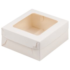 Коробка на 3 эклера с окошком Белая 14х13х6 см
