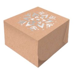 Коробка на 4 капкейка с окошком Снежинка 16х16х10 см