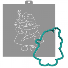 Ликвидация. Вырубка пластиковая и трафарет LUBIMOVA Дед мороз с новогодней елкой LC-00006444