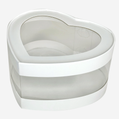 Коробка для сладостей с окном и прозрачными стенками "Сердце" Белая 21,5х18 см 71110