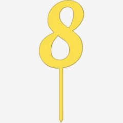 Топпер декоративный акриловый "Цифра 8 на палочке" Золото 6,5 см ТСК43.8, 235 ₽ Топпер декоративный акриловый "Цифра 8 на палочке" Золото 6,5 см ТСК43.8
