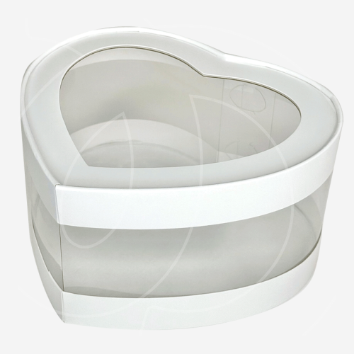 Коробка для сладостей с окном и прозрачными стенками "Сердце" Белая 21,5х18 см 71110