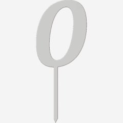 Топпер декоративный акриловый "Цифра 0 на палочке" Серебро 6,5 см ТСК44.0	