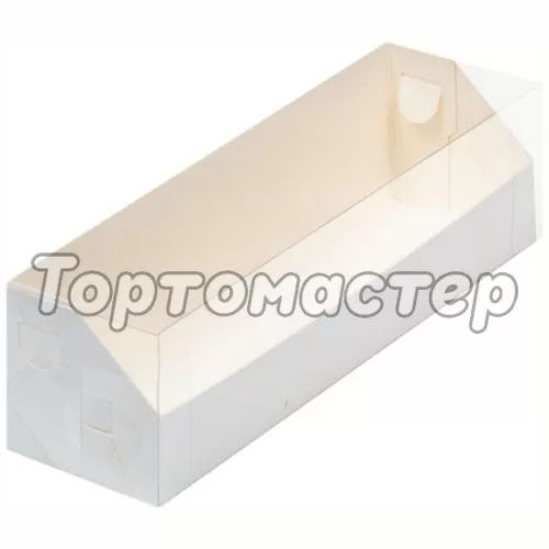 Коробка для 6 макарон с прозрачной крышкой белая 19x5,5x5,5 см 080360 ф