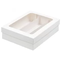 Коробка для макарон с окном белая 21x16,5x5,5 см 080250 ф