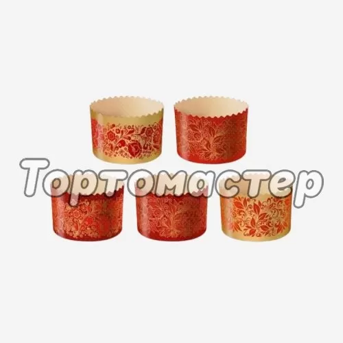 Форма для кулича "Красные узоры" D110 H85 1 шт pmK11085сKRP, 28401